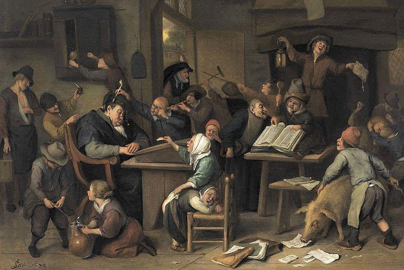 Jan Steen A school class with a sleeping schoolmaster oil painting picture